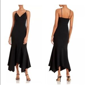 AQUA Asymmetric Flounce Cocktail Dress